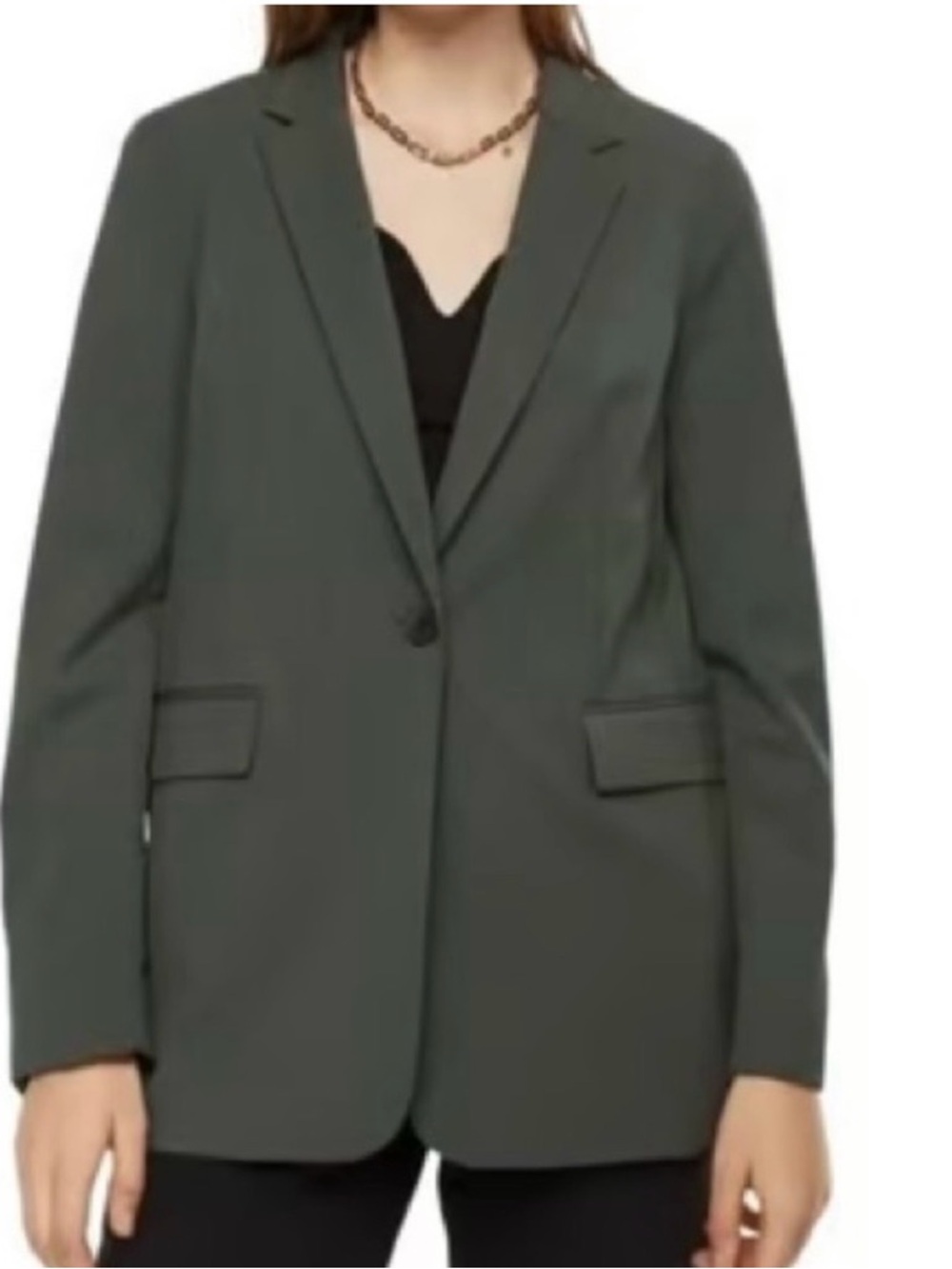 H&M Dark Green Single-Button Tailored Blazer